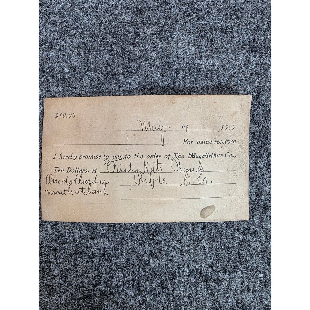 1907 Medicology Subscription Receipt Promissory Note Rifle Colorado